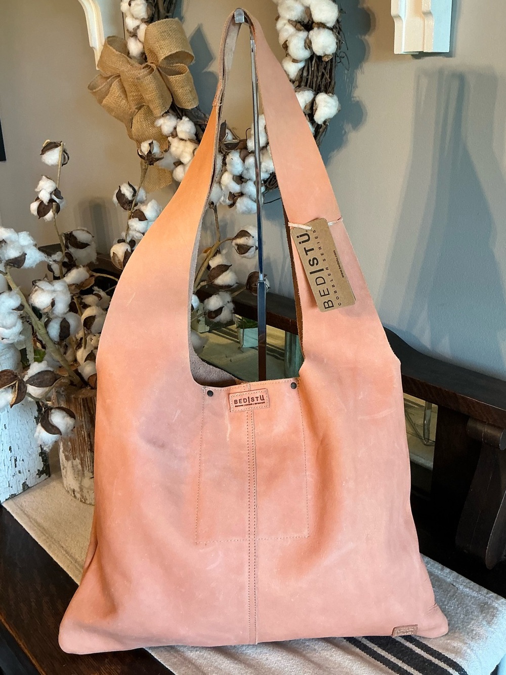 NWT Bed Stu Leather Ariel Hobo Shoulder Slouch Bag Blossom Velvet Retail $249